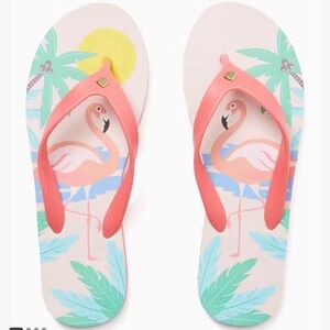 KATE SPADE NWT Nassau Tropical Flamingo Print Thong Sandals Flip Flops Sz 6